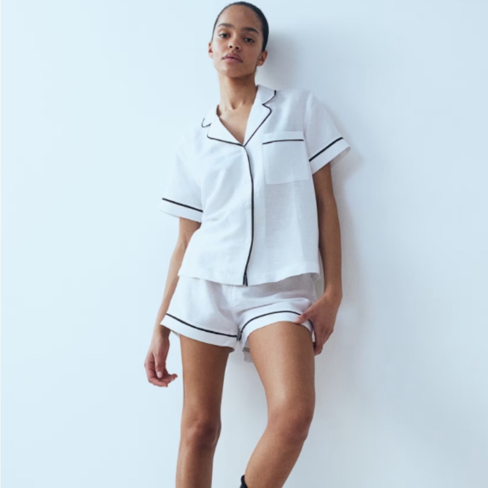 H&M Linen black and white pjs size S